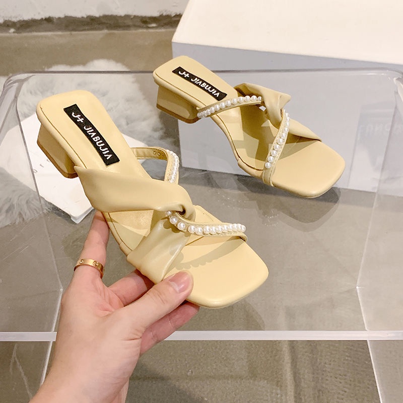 Dép cao gót thời trang gót thấp mới mùa hè