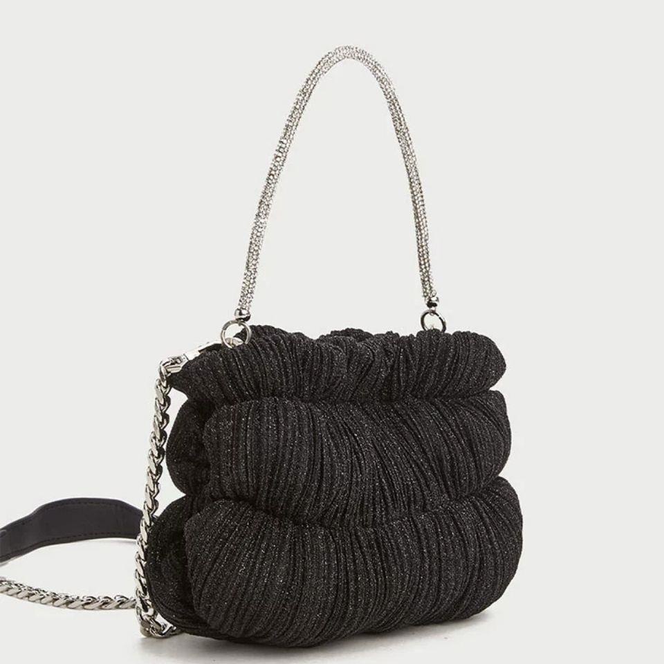 Túi Xách Đính Đá Phối Dây Xích Đeo Vai Hình Đám Mây Thời Trang Mùa Xuân 2021 Cho Nữ