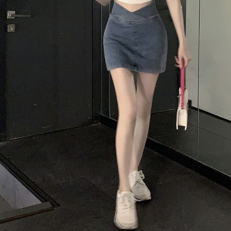 Jiashucheng Chân Váy Denim Chữ A Lưng Cao Dáng Ôm Thời Trang Mùa Hè Cho Nữ