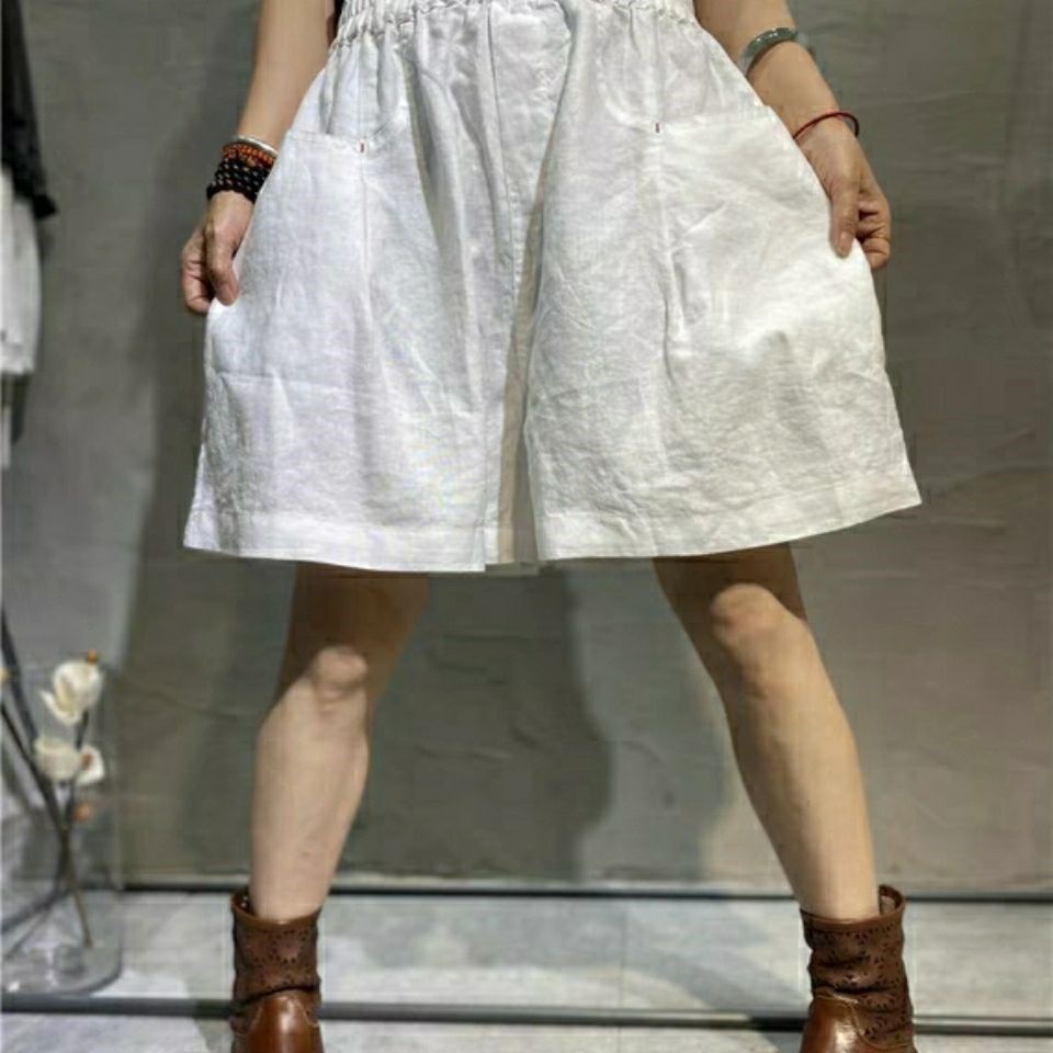 Jiashucheng Quần Short Ống Rộng Lưng Thun Co Giãn Phong Cách Retro Thời Trang Mùa Hè Dành Cho Nữ Có Size Lớn Dễ Phối Đồ