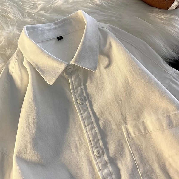 Áo Sơ Mi Tay Dài Dáng Rộng Vải Cotton Kiểu Nhật Bản Cá Tính Cho Nam