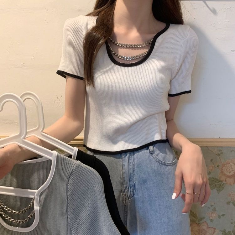 Áo Thun Ngắn Tay Cổ Tròn Đơn Giản Thời Trang Cho Nữ