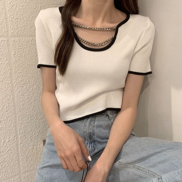 Áo Thun Ngắn Tay Cổ Tròn Đơn Giản Thời Trang Cho Nữ