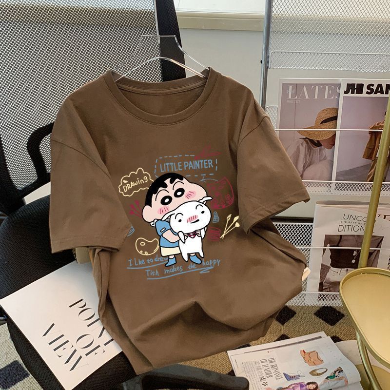 Áo Thun Tay Ngắn Cổ Tròn In Hình Cậu Bé Bút Chì Shin-Chan Hoạt Hình Phong Cách Nhật Bản Thời Trang Mùa Hè Cho Nữ