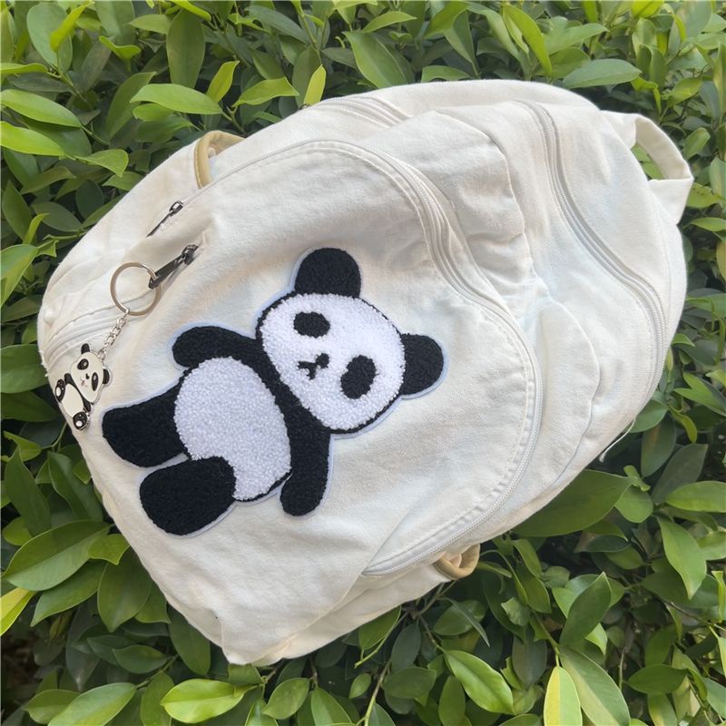 Laba Ba Lô Đi Học Cỡ Lớn Thiết Kế Hình Gấu Trúc Màu Trắng Khổng Lồ Cho Nữ Sinh Trung Học cu