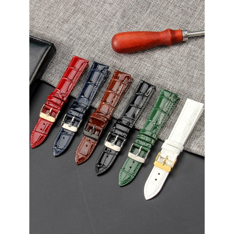 Dây Đeo Thay Thế Bằng Da Thật Màu Trắng / Xanh Lá Cho Đồng Hồ casio Lamqin armani tieda shimeidu