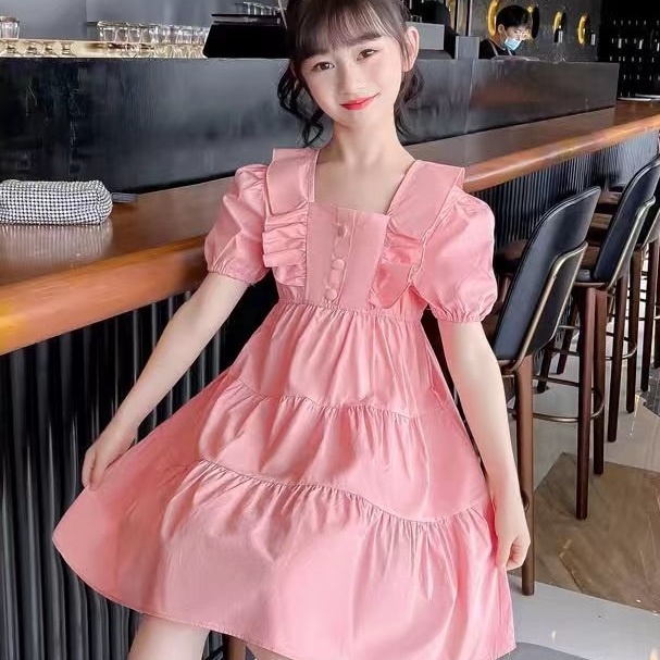 Hàng Mới Về Mới Đầm Chữ A Ngắn Tay Cổ Vuông Thời Trang Dành Cho Nữ