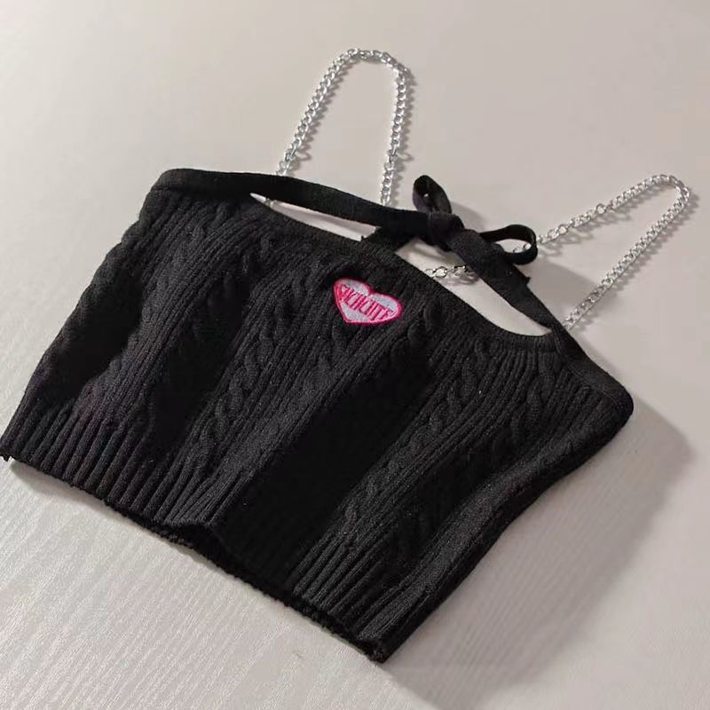 Áo Len Hai Dây Tay Ngắn Màu Hồng In Chữ Love Xinh Xắn Cho Búp Bê Barbie / Lõi Xích