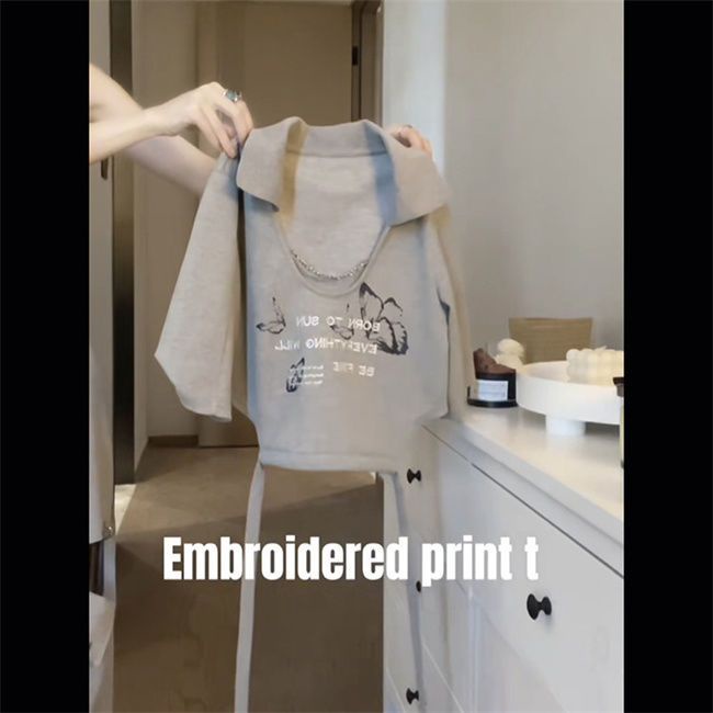 Áo Thun polo In Chữ Cột Dây Phong Cách Retro Mỹ Hàng Mới