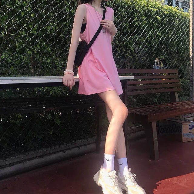 Áo Thun Thể Thao Không Tay 100% Cotton Mỏng Nhẹ Che Phủ Mông Dành Cho Búp Bê Barbie / Barbiecore