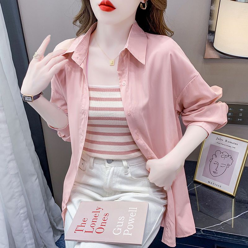 Áo Sơ Mi Tay Dài Dáng Rộng Phong Cách Hàn Quốc Thời Trang Mùa Hè Cho Nữ