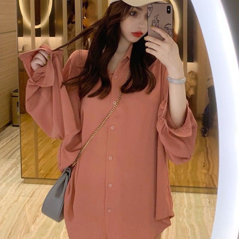 Áo Sơ Mi Tay Dài Dáng Rộng Phong Cách Hàn Quốc Thời Trang Mùa Thu 2020 Cho Nữ