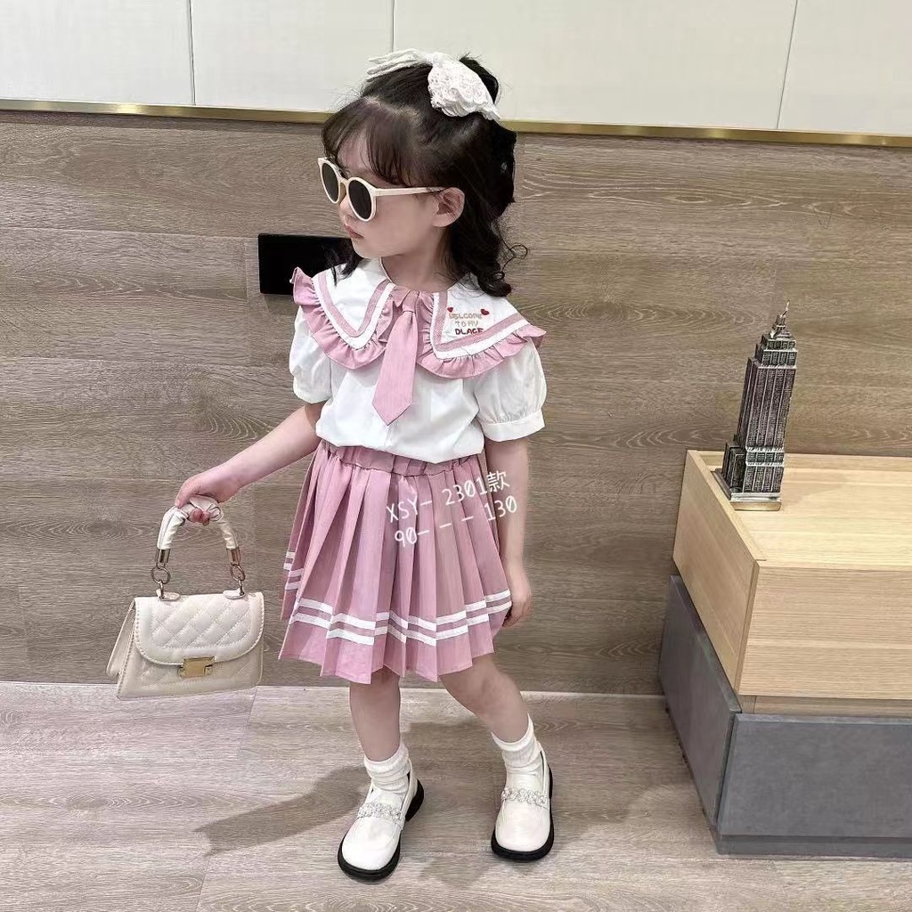 Bộ Đồng Phục Hai Mảnh Thời Trang Mùa Hè 2023 Cho Bé Gái