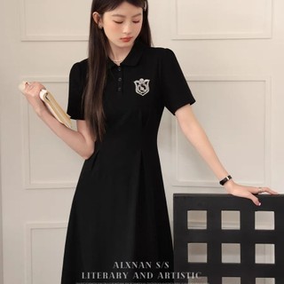 Hàng Mới Về ~ Đầm Chữ A Ngắn Tay Ôm Eo Phong Cách Preppy Thời Trang Mùa Hè Mới