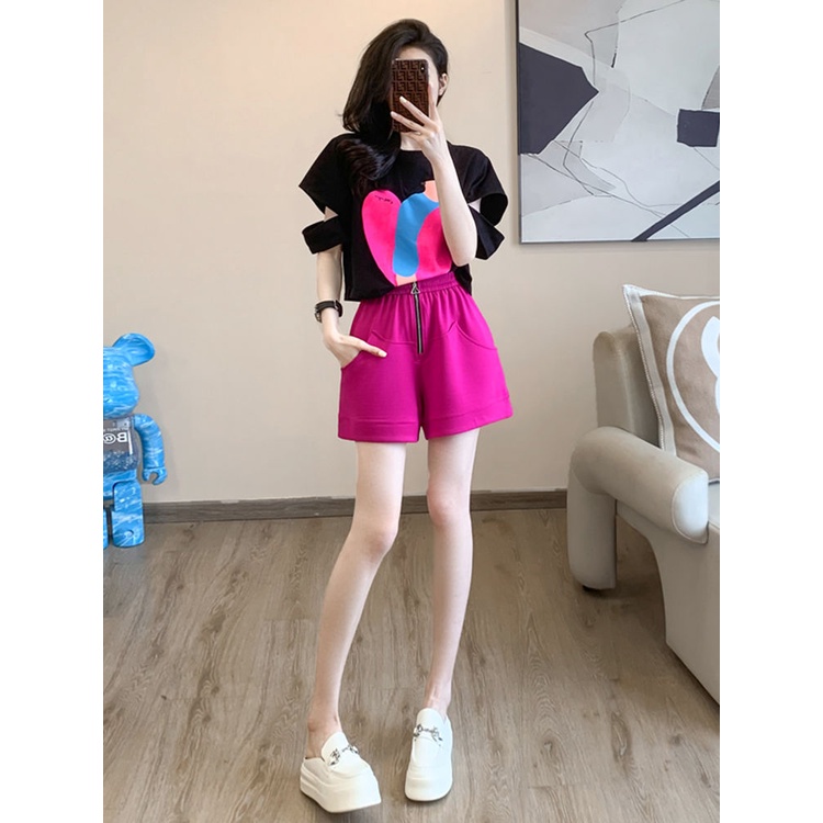 Hàng Mới Về Bộ Đồ Thể Thao Hai Mảnh Phong Cách Phương Tây Lưng Cao Ống Rộng Độc Đáo Hợp Thời Trang Cho Nữ