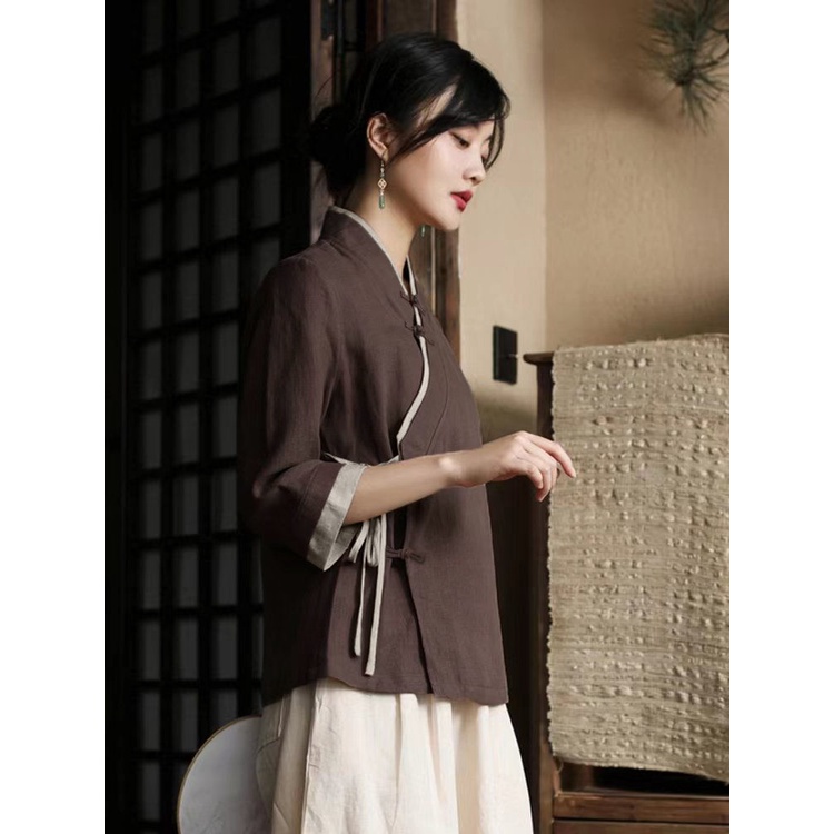 Bộ Áo Cotton + Quần Ống Rộng Phong Cách Trung Hoa Cổ Điển Thời Trang Mùa Xuân 2023 7.13