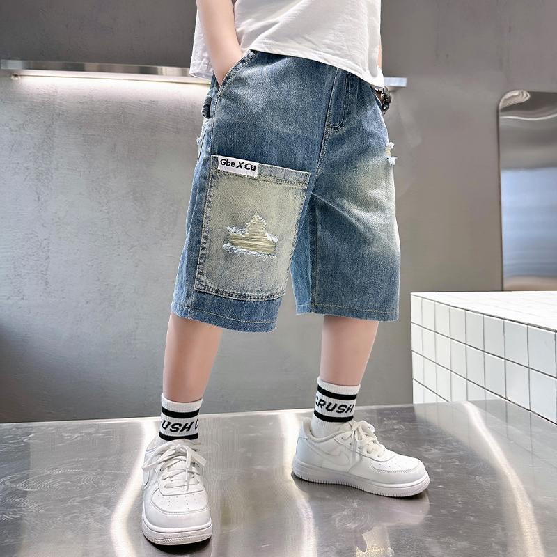 Quần Short Denim Rách Thời Trang Mới 2023 Cho Bé Trai