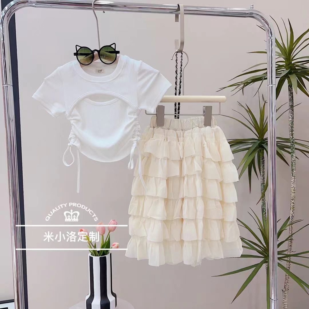 Áo Thun Ngắn Hai Dây Ôm Dáng Phong Cách Ngọt Ngào Cá Tính Cho Bé Gái