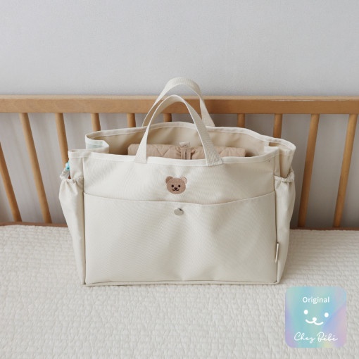Túi bỉm sữa xách tại nội địa Hàn hãng Chezbebe thêu gấu cao cấp