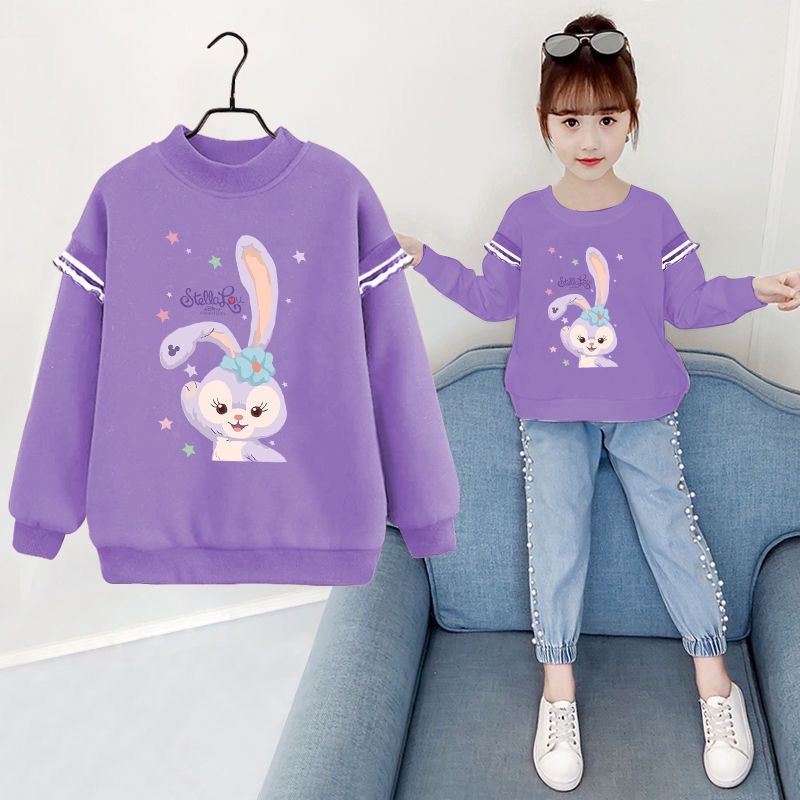 ~ áo len bé gái 2023 phong cách mới vừa lớn thời trang trẻ em dễ thương dài tay áo