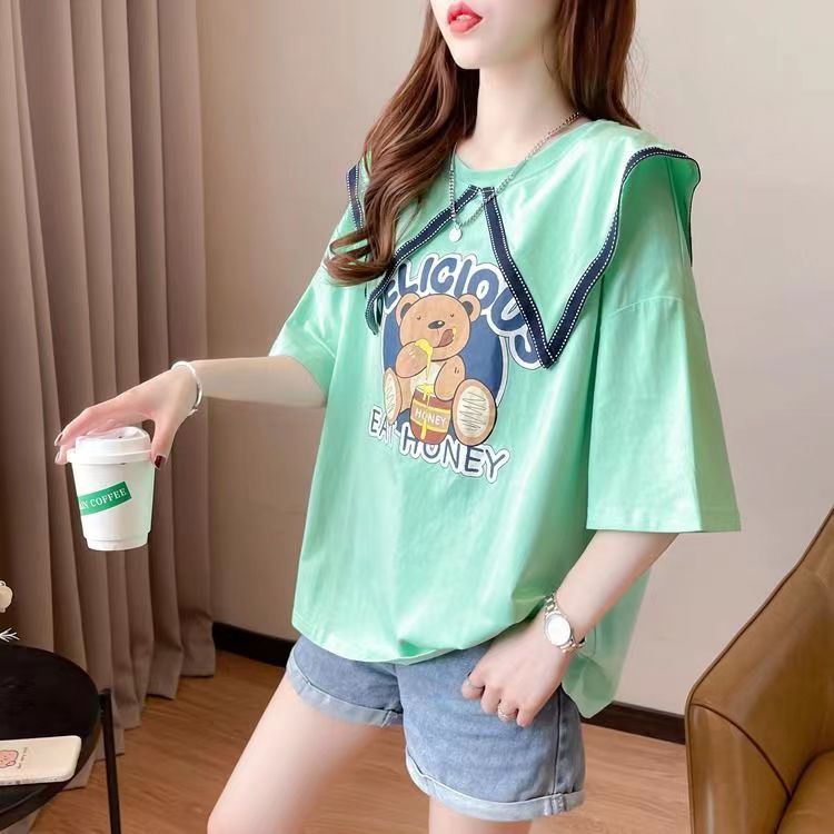 Áo Thun Tay Ngắn Cổ Búp Bê Phong Cách Hàn Quốc Thời Trang Mùa Hè Mới Cho Bé Gái