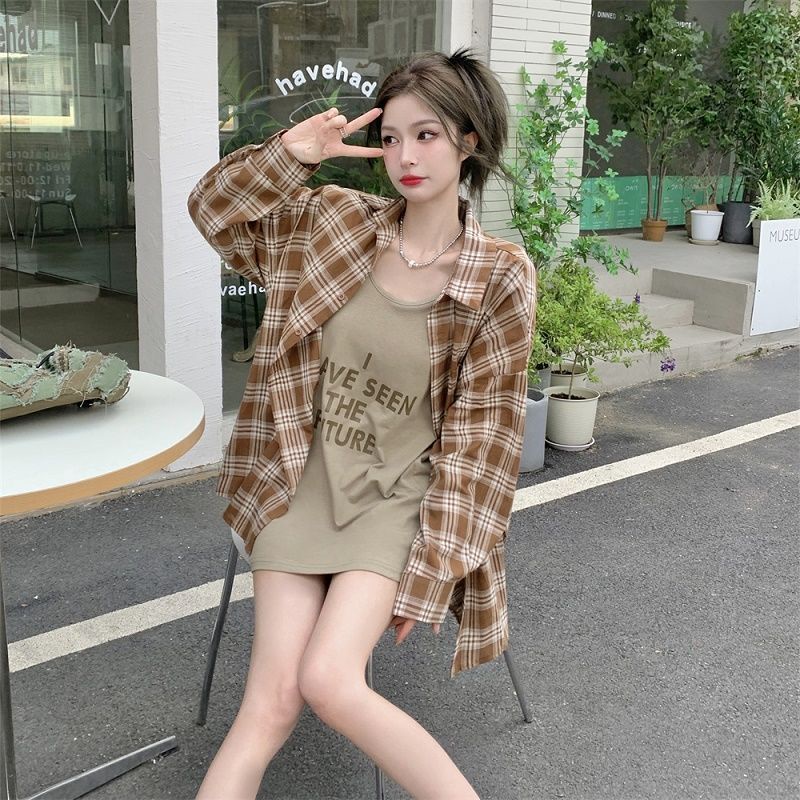 Áo Sơ Mi Dài Tay Họa Tiết Ca Rô Thời Trang Dành Cho Nữ