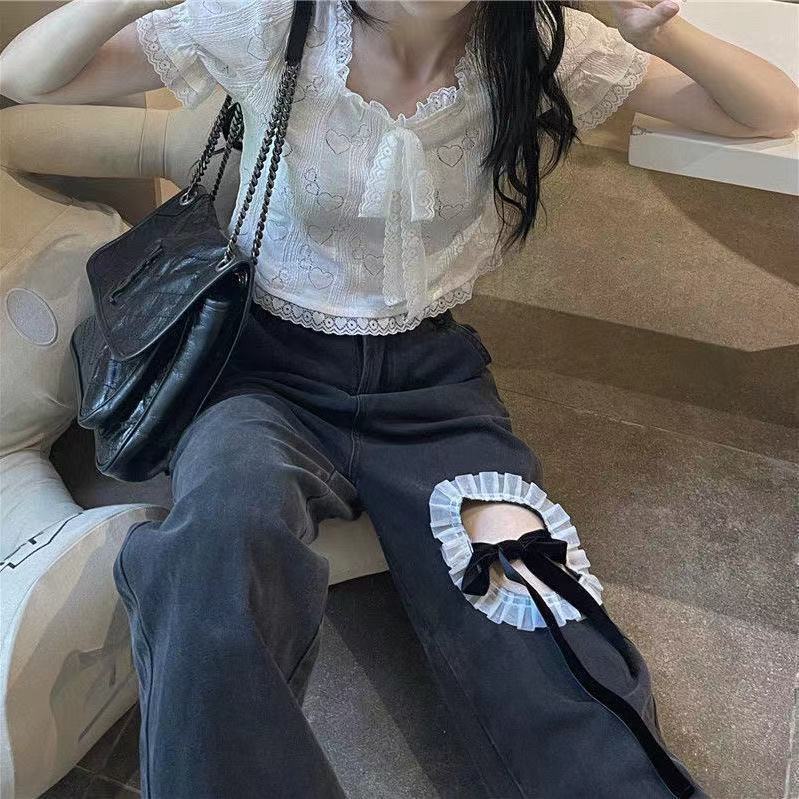 Quần Jean Lưng Cao Dáng Rộng Thiết Kế Mới Thời Trang Theo Phong Cách Hàn Quốc Cho Nữ