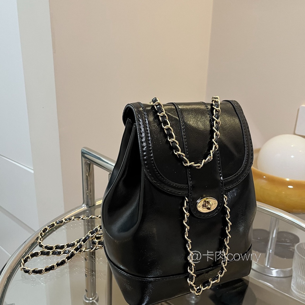 Túi Xách Đeo Vai Màu Đen / Vàng Phong Cách Hàn Quốc Thời Trang Cho Nữ