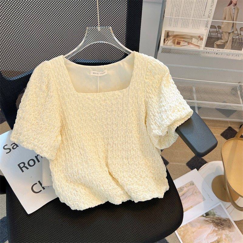 Áo Sơ Mi Chiffon Cổ Vuông Tay Phồng Thời Trang Mùa Hè 2023 Phong Cách Mới Cho Nữ