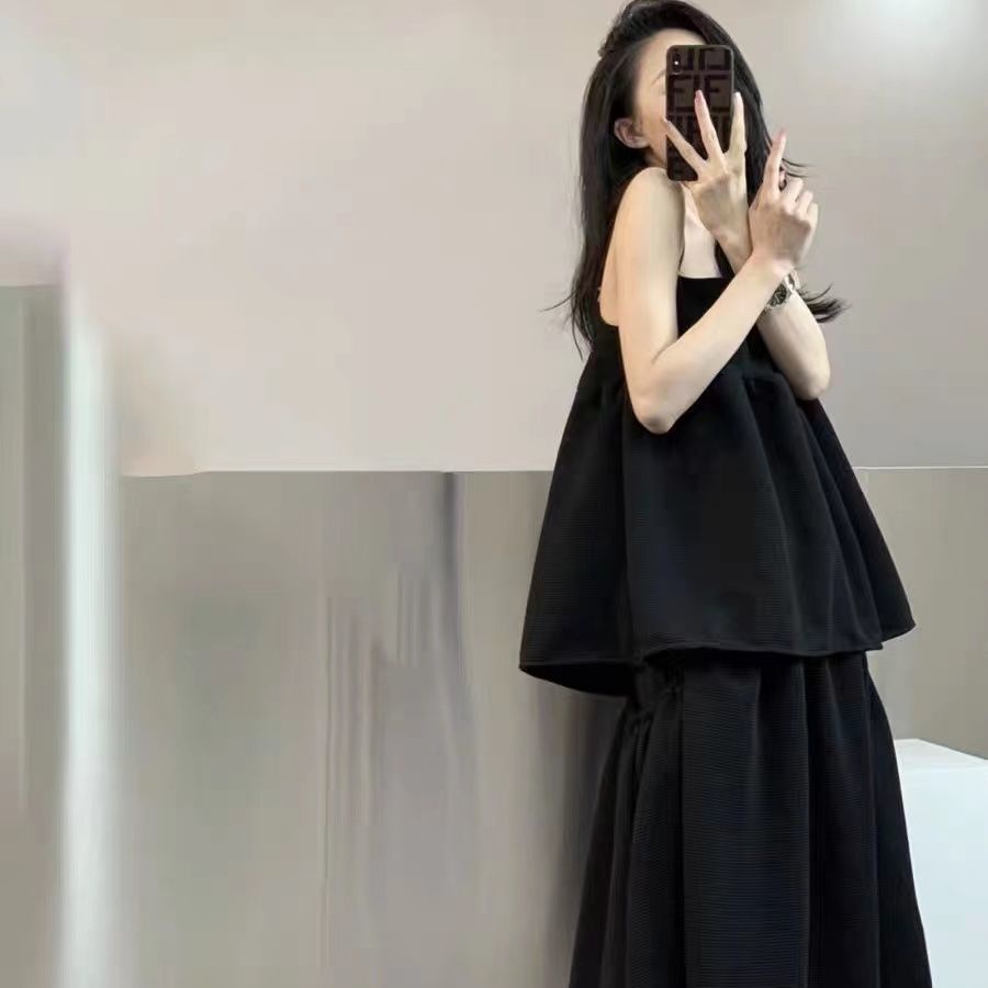 Bộ Áo Hai Dây + Chân Váy Thời Trang Mùa Hè 2023 Mới Mẻ Phong Cách Pháp Cổ Điển