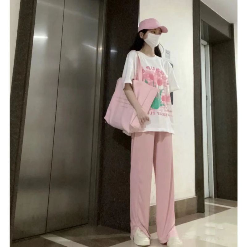 Áo Thun 100% Cotton Tay Ngắn Dáng Rộng In Hình Hoa Tulip Thời Trang Mùa Hè