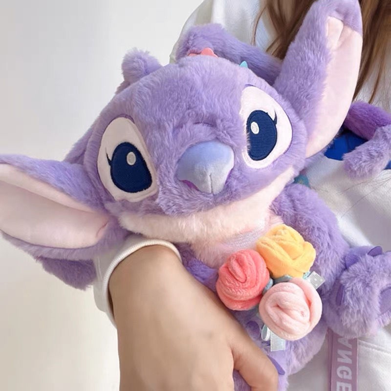 Gối Nhồi Bông Hình Stitch Hoạt Hình Màu Tím Dễ Thương Dùng Làm Quà Tặng Sinh Nhật Cho Bé Gái