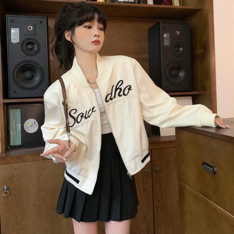 Áo Khoác Bóng Chày Dáng Rộng Thêu Chữ Thời Trang Xuân Thu Mới 2023