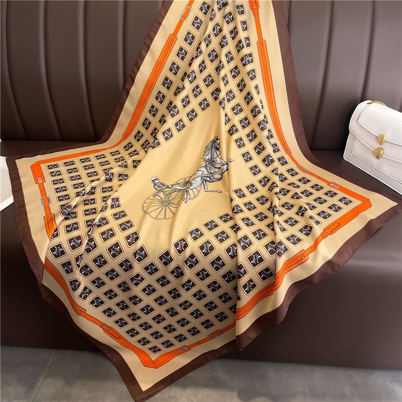 Khăn Choàng Cổ Lụa Vuông 90cm In Chữ Cá Tính Thời Trang Xuân Hè