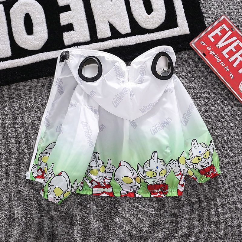 Áo Khoác Chống Nắng UV Mỏng Điều Hòa Không Khí In Hình Ultraman Cho Bé Trai