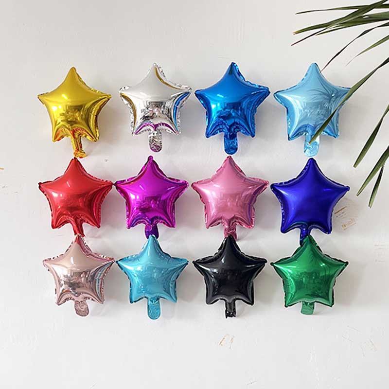 10 inch (khoảng 25cm) tấm ánh sáng sao năm cánh tình yêu nhôm phim bóng cho bữa tiệc sinh nhật đính hôn cầu hôn đồ trang trí đám cưới rắn màu sao tình yêu trẻ em bóng YN