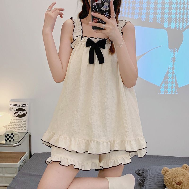 Bộ Đồ Ngủ Hai Món In Họa Tiết Công Chúa Dễ Thương Phong Cách Hàn Quốc Thời Trang Mùa Hè Cho Nữ