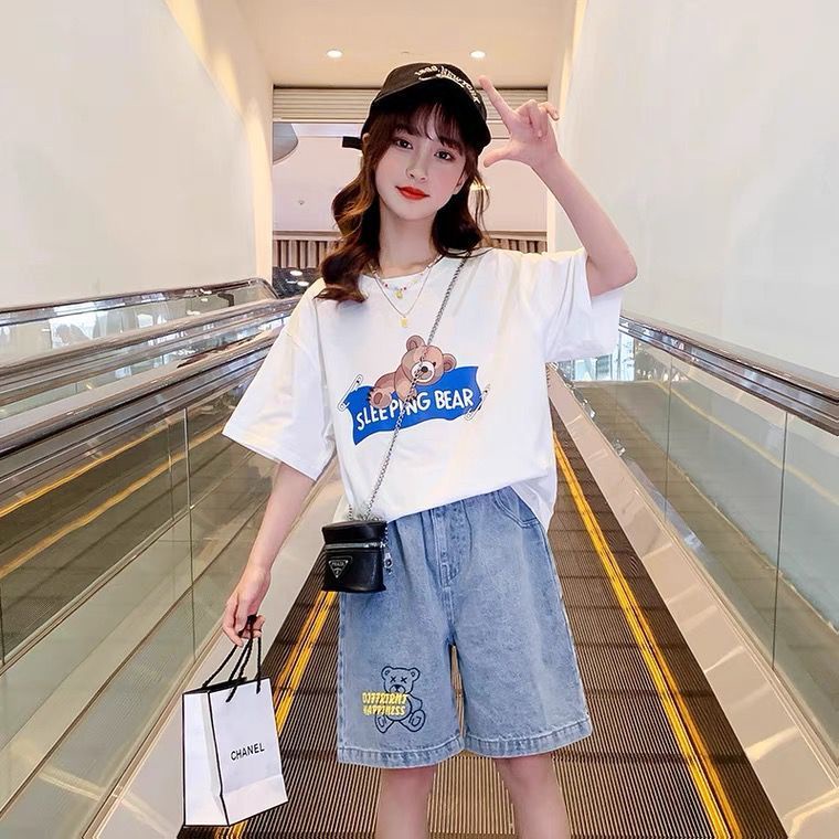 Quần Short Denim Mỏng Dáng Rộng Phong Cách Phương Tây Thời Trang Mùa Hè Dành Cho Bé Gái
