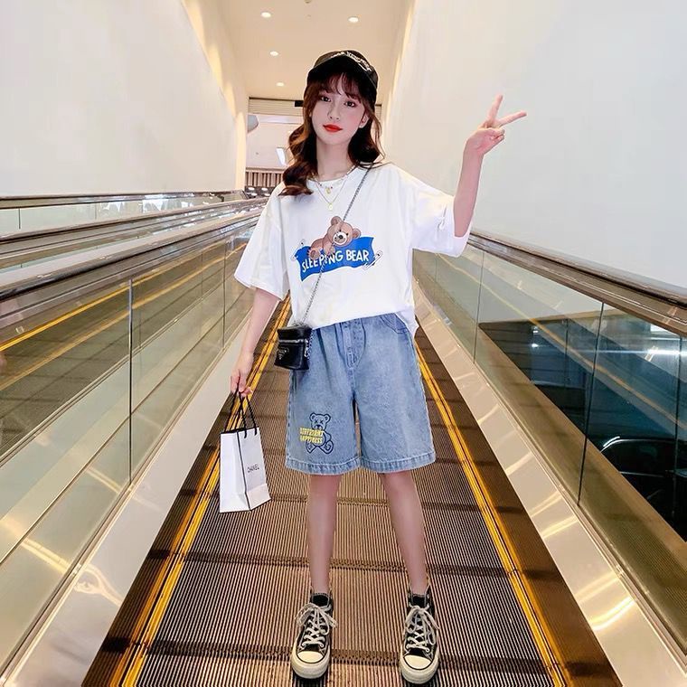 Quần Short Denim Mỏng Dáng Rộng Phong Cách Phương Tây Thời Trang Mùa Hè Dành Cho Bé Gái