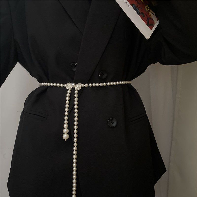 Thắt Lưng Đính Hạt Ngọc Trai Đơn Giản Thời Trang Phong Cách Hàn Quốc Cho Nữ