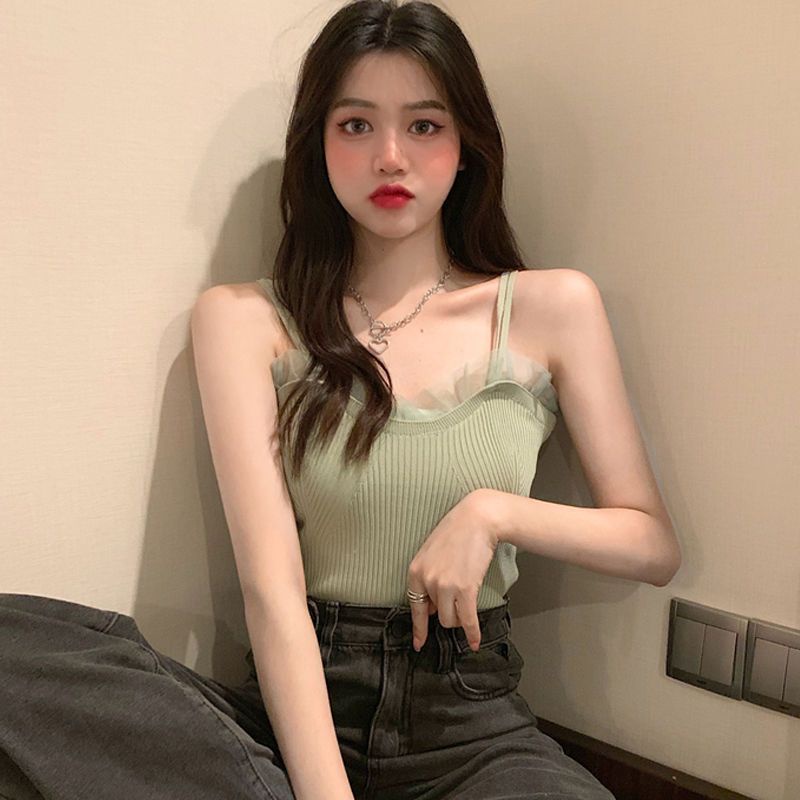 [Bán Chạy] Áo Dệt Kim Dáng Rộng Phối Lưới Thiết Kế Cỡ Lớn Phong Cách Hàn Quốc Mùa Hè Cho Nữ