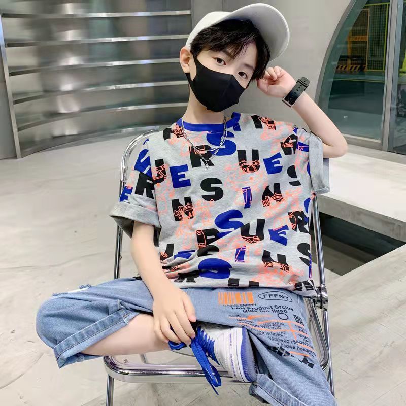 Hàng Mới Về Bộ Quần Áo Denim Ngắn Tay Thời Trang 2023 Cho Bé Trai