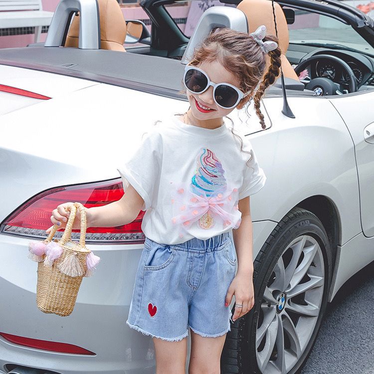 Áo Thun Tay Ngắn Phong Cách Hàn Quốc Thời Trang Mùa Hè 2023 Cho Bé Gái