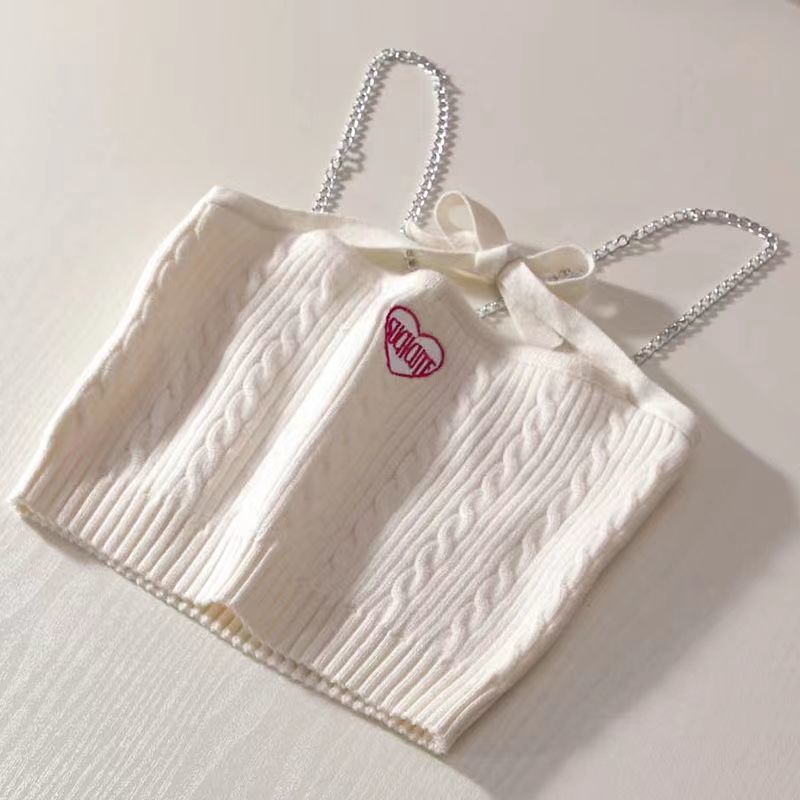 Áo Len Hai Dây Tay Ngắn Màu Hồng In Chữ Love Xinh Xắn Cho Búp Bê Barbie / Lõi Xích