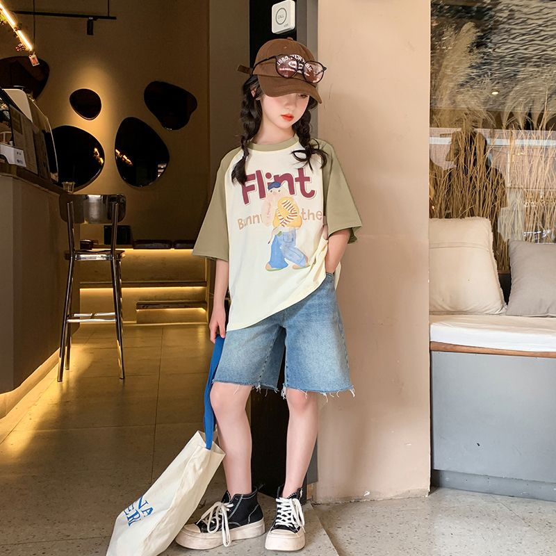 Áo Thun Tay Ngắn In Họa Tiết Hoạt Hình Thời Trang 2023 Cho Bé Gái