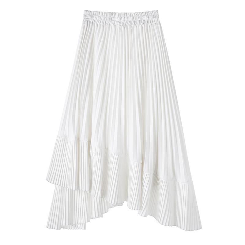 Chân Váy Chiffon Chữ a Lưng Cao Xếp Ly Lệch Tà Thời Trang Hàn Quốc Mới Cho Nữ