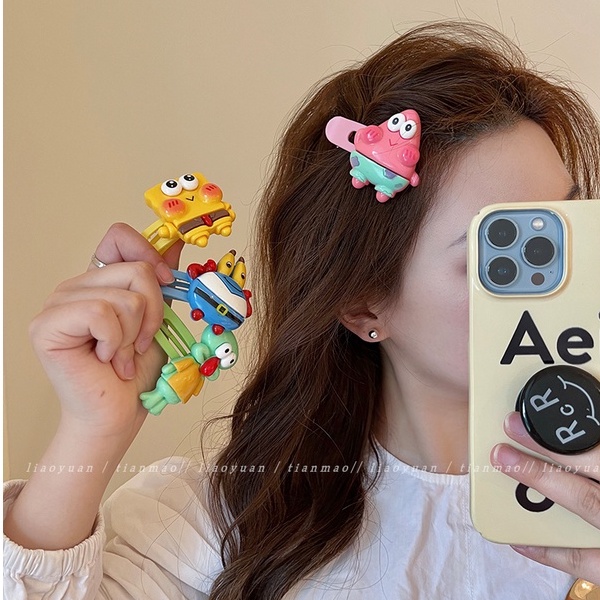 Kẹp Tóc Nữ Hình SpongeBob Phong Cách Hàn Quốc Nhật Bản Dễ Thương Mới