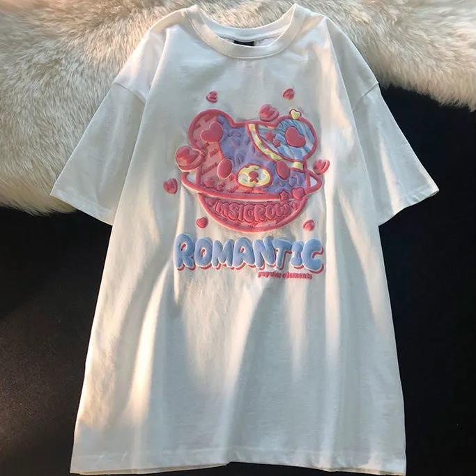 Áo Thun Cotton Tay Ngắn In Hình Gấu Hoạt Hình Dễ Thương Thời Trang 2023 Cho Bé Gái