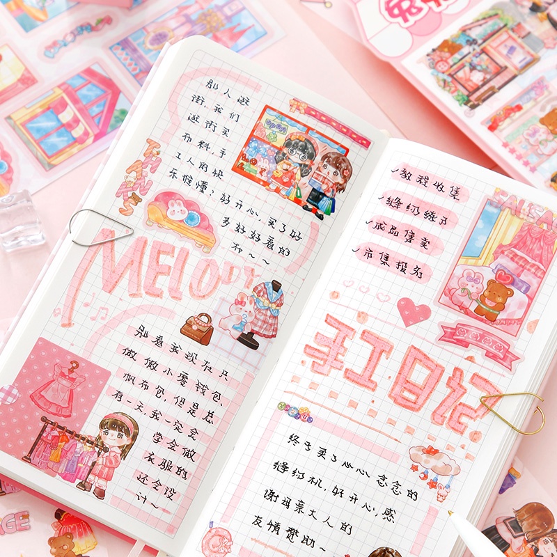 Mr. Paper  6 vé/túi Dán nhãn Phim hoạt hình dễ thương Trái Tim của cô gái Nghệ thuật cắt dán bàn tay sáng tạo Hình dán trang trí lịch đồ uống DIY gokka Hình dán văn phòng phẩm học sinh