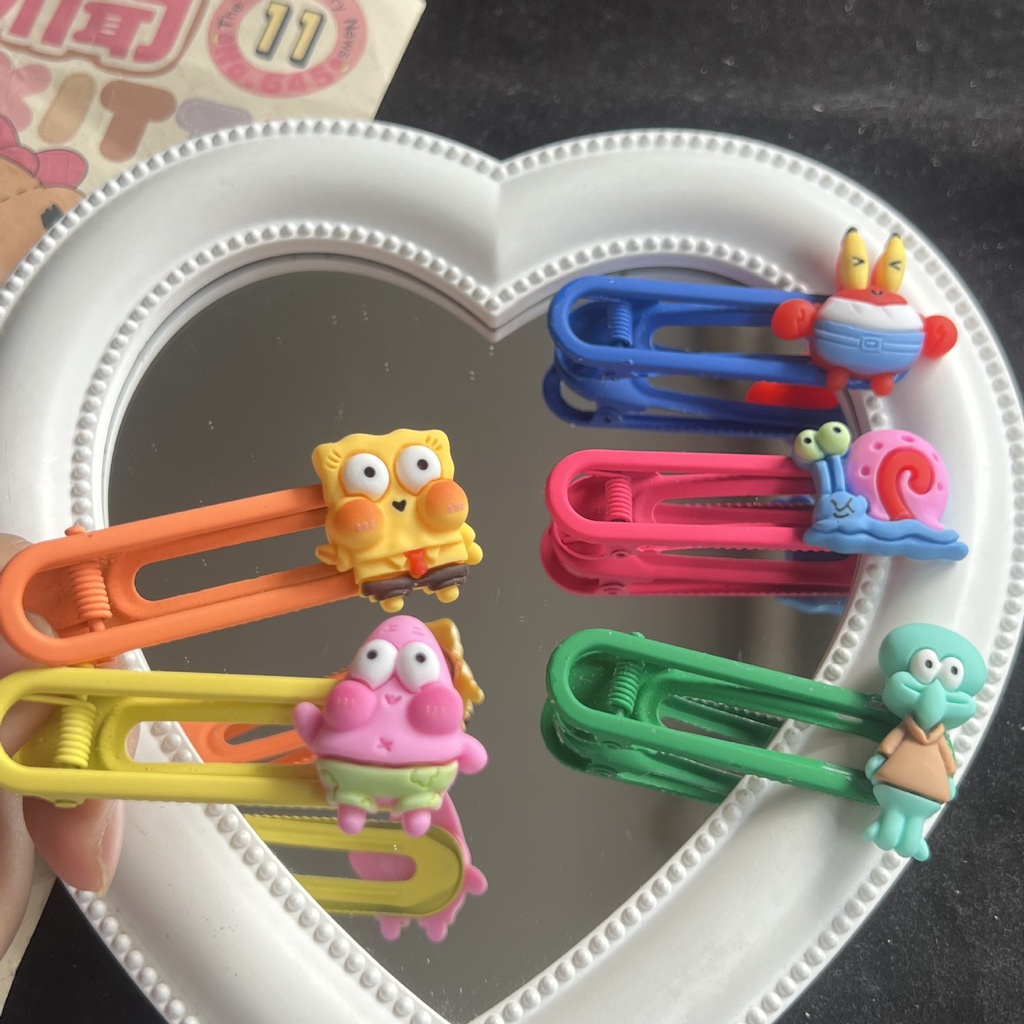 Kẹp Tóc Hình SpongeBob / Ngôi Sao / Trái Tim Dễ Thương Ngọt Ngào Cho Bé Gái